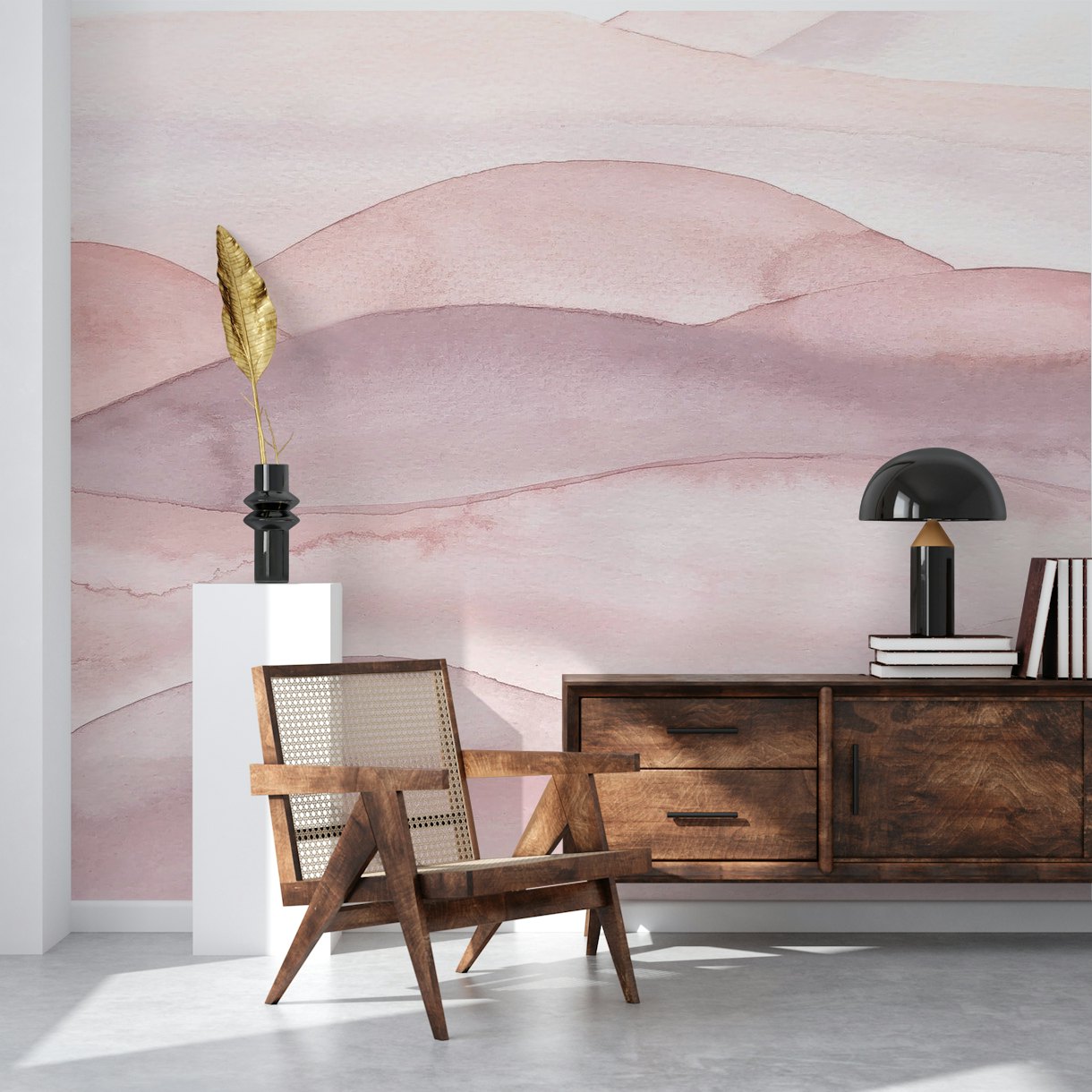 abstract blush dream landscape wallpaper