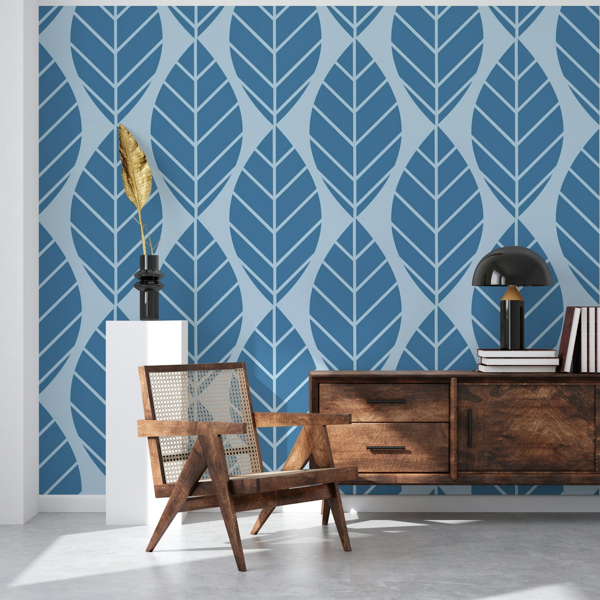 Baby Blue Leaves Pattern wallpaper