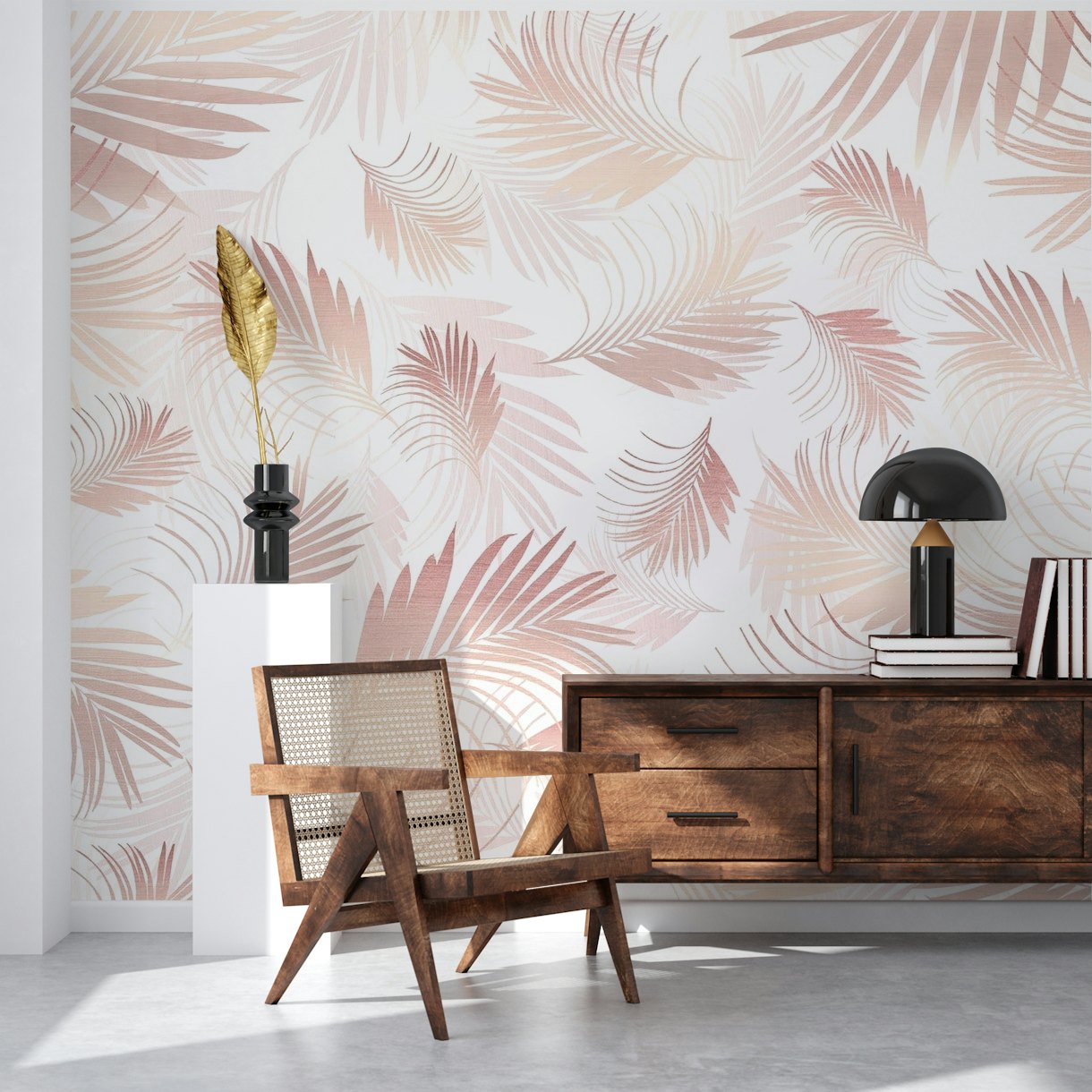 Tropical Rose Gold Palms 1 wallpaper