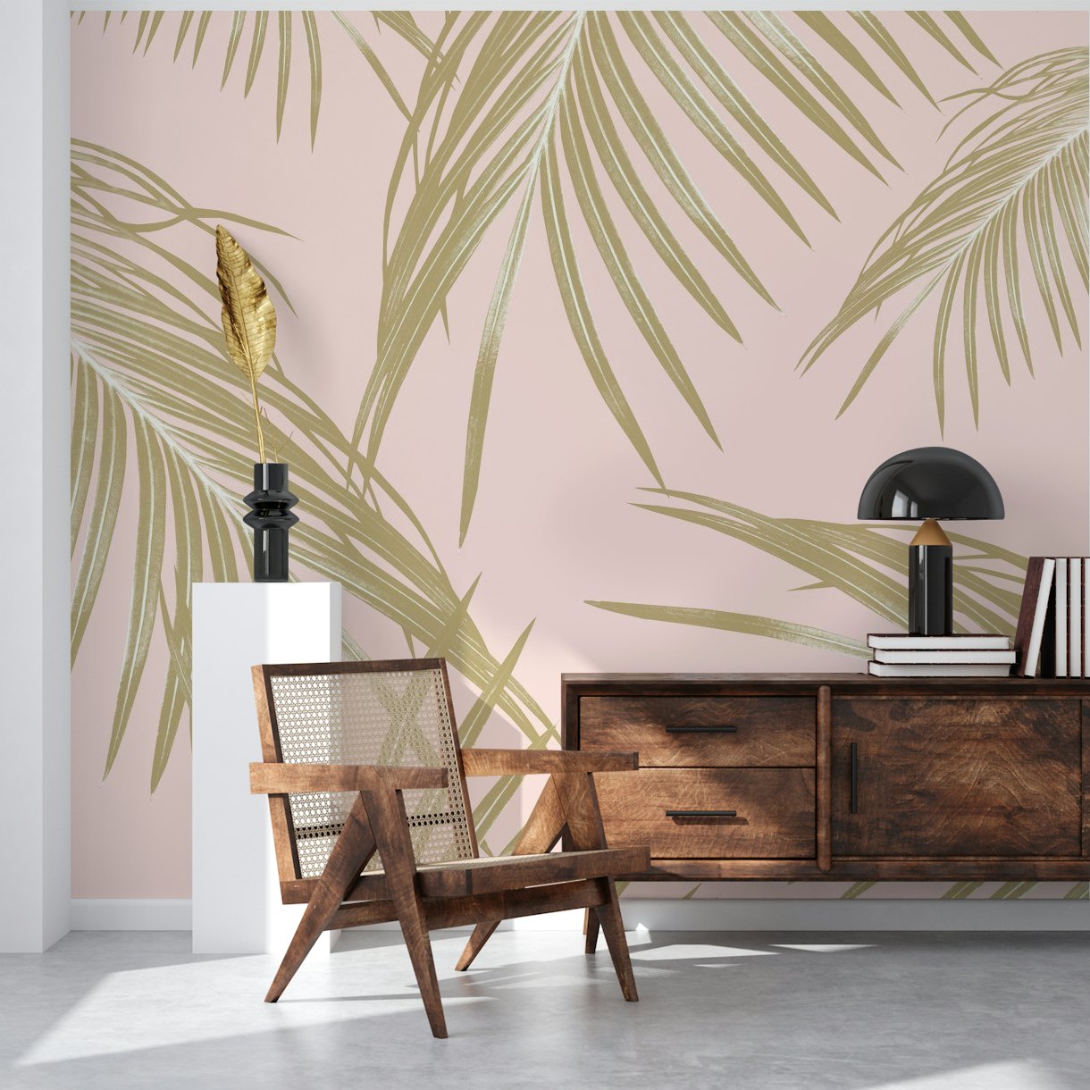 Blush Gold Palm Leaves Dream 1 wallpaper