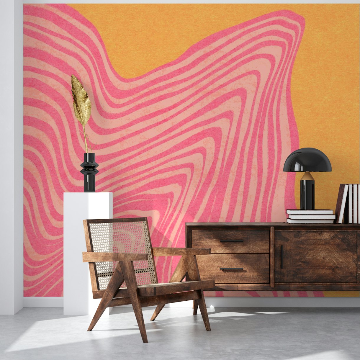 Trippy Waves Pink Orange wallpaper