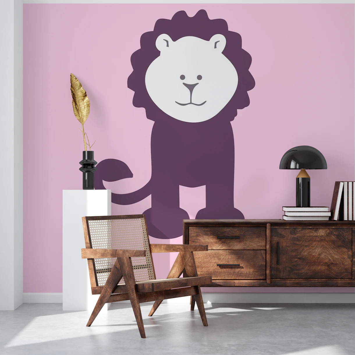 Pastel Pink Lion Print wallpaper - Free shipping | Happywall