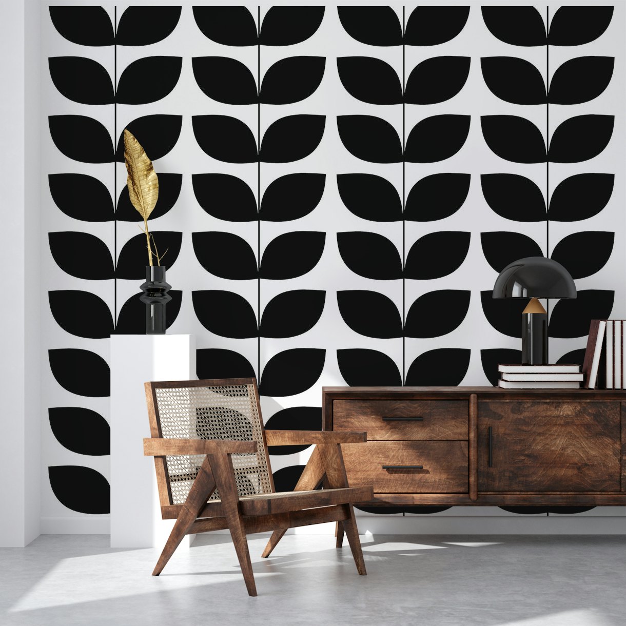 Danish Pattern Black and White Wallpaper | Happywall