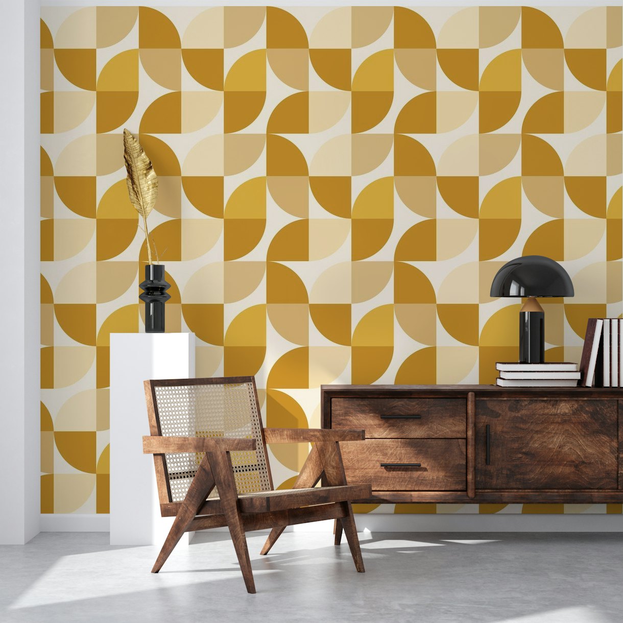 Mid Century Geometric Mustard wallpaper