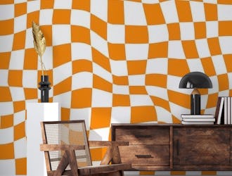 Orange Retro Groovy Checkered