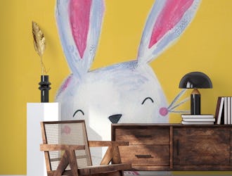 painted bunny on yellow