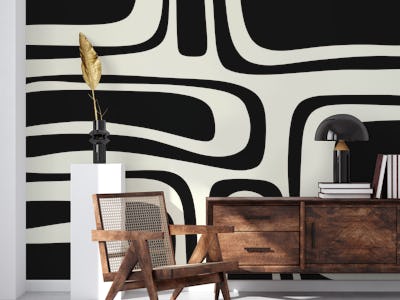 Midcentury Mod Palm Springs Abstract Black
