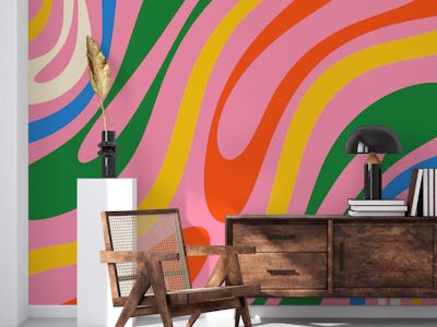 Colorful Bold Groovy Abstract Wavy Loops