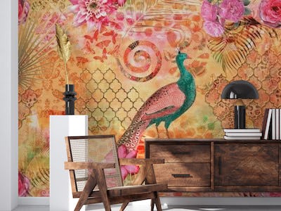 Majestic Oriental Peacock Fantasy Collage