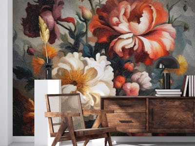 Moody Baroque Flowers Painting