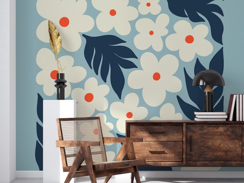 Modern Floral Joy in Blue