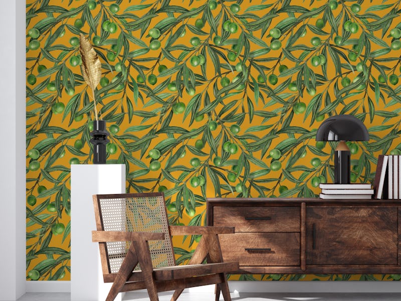 Olive branches on mustard