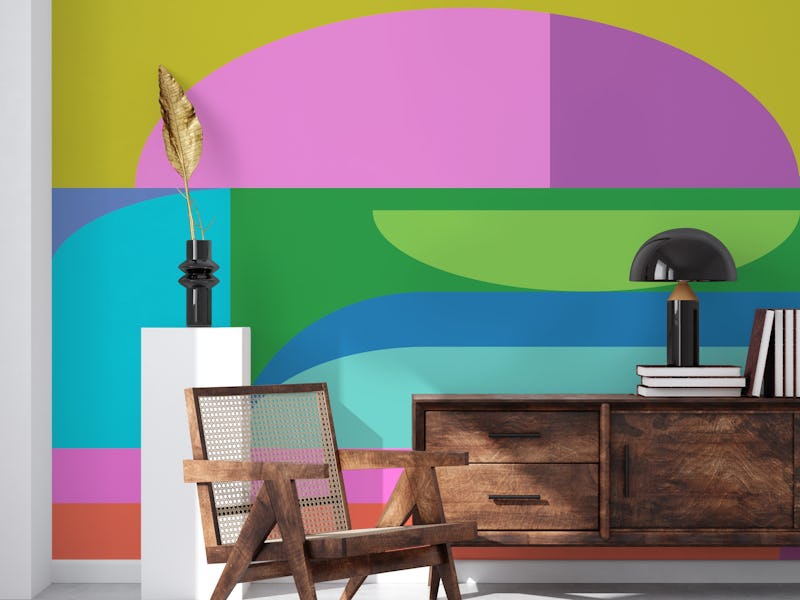 Vibrant Geometric Shapes in Pink and Green