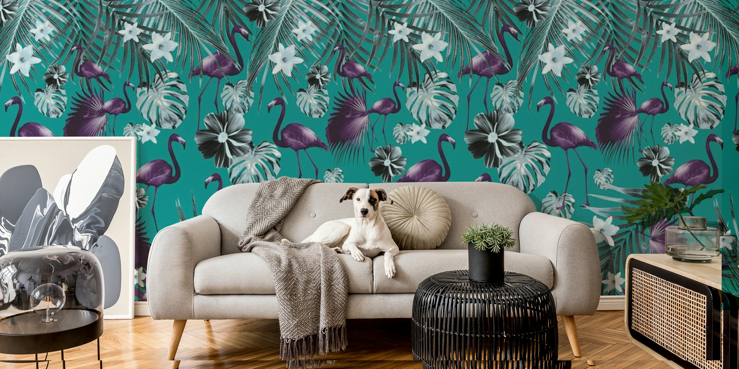 Tropical Flamingo Jungle 6 - Custom wallpaper