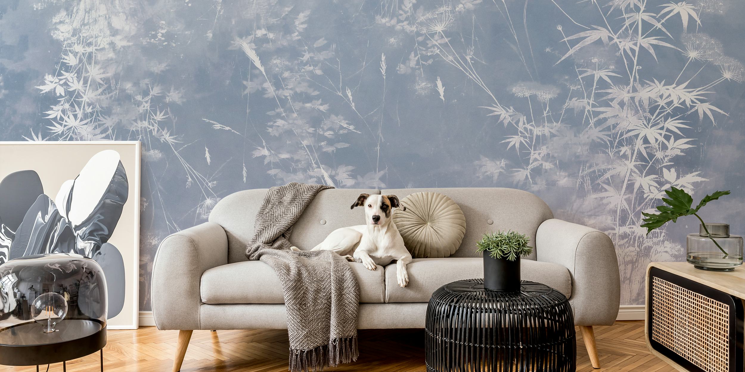 Whispering Bamboo Mist behang in een kamer