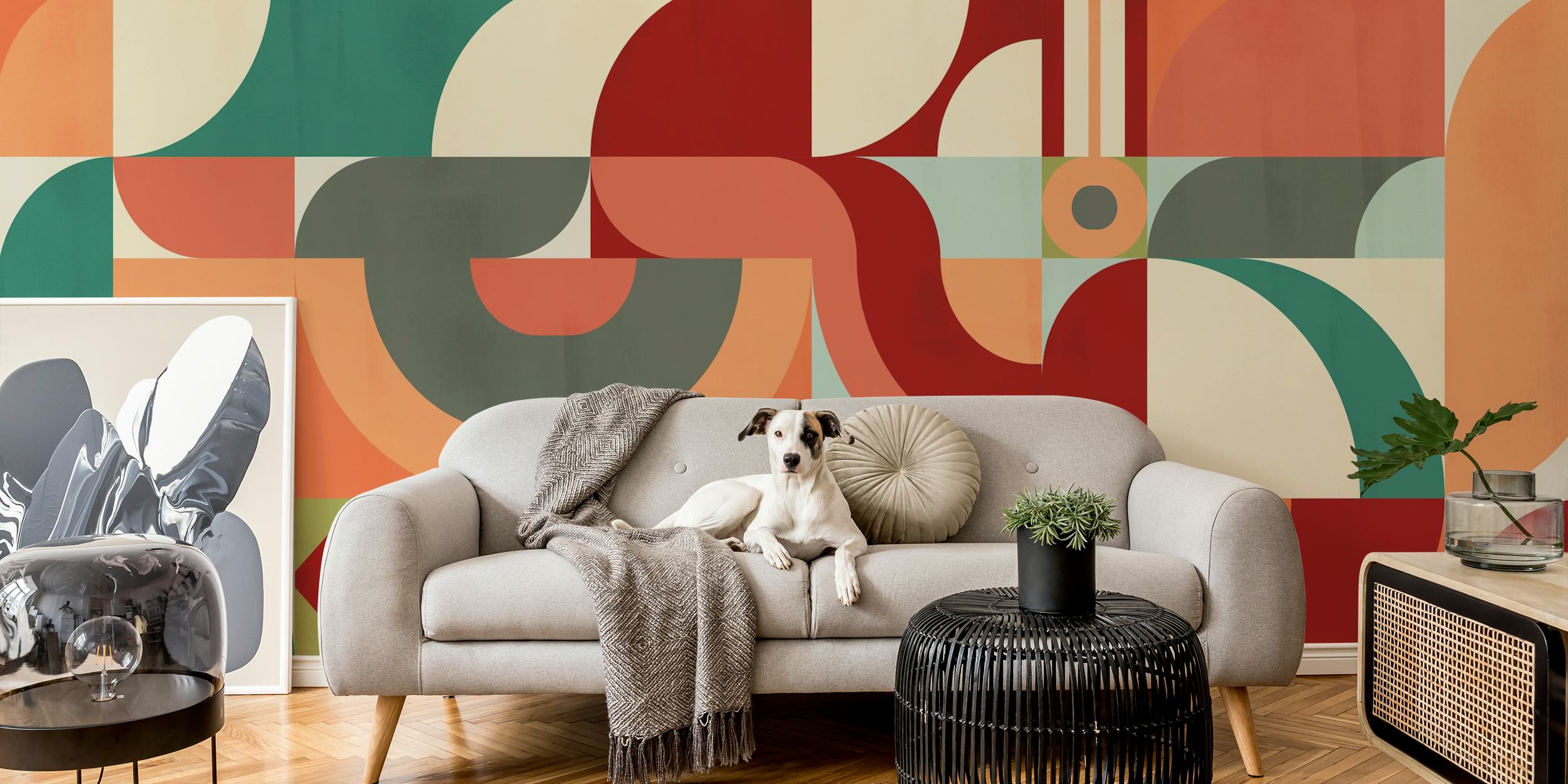 Mid Century Bauhaus Decor wallpaper in a room
