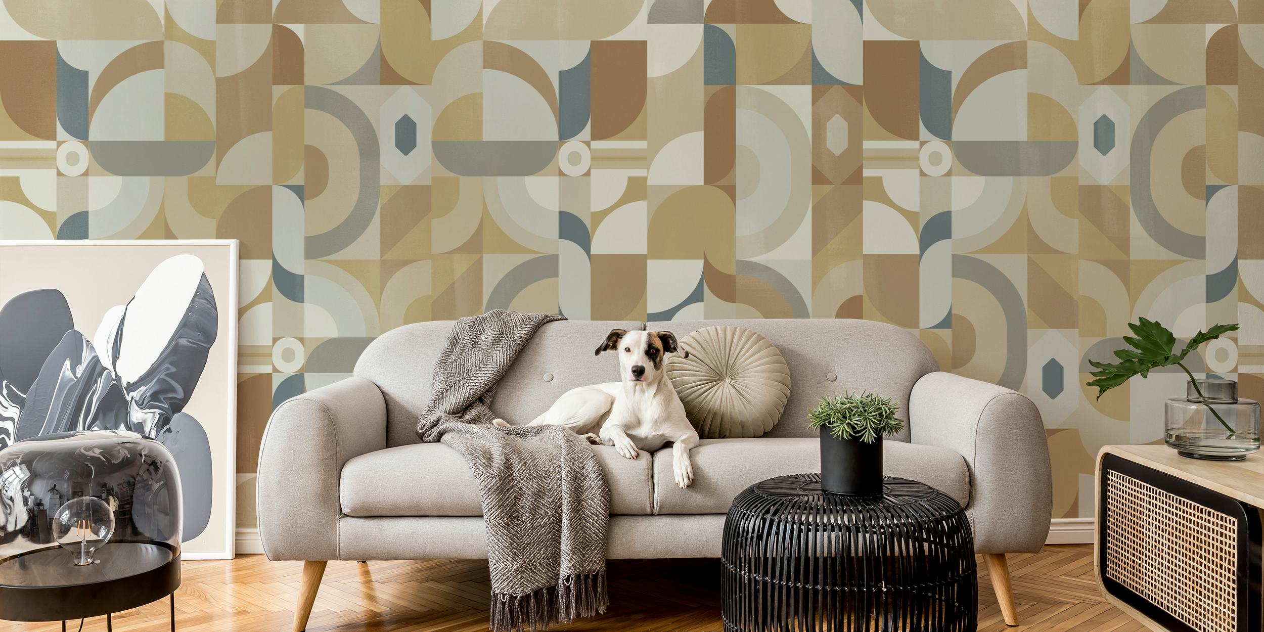 Mid Century Bauhaus Motif wallpaper in a room