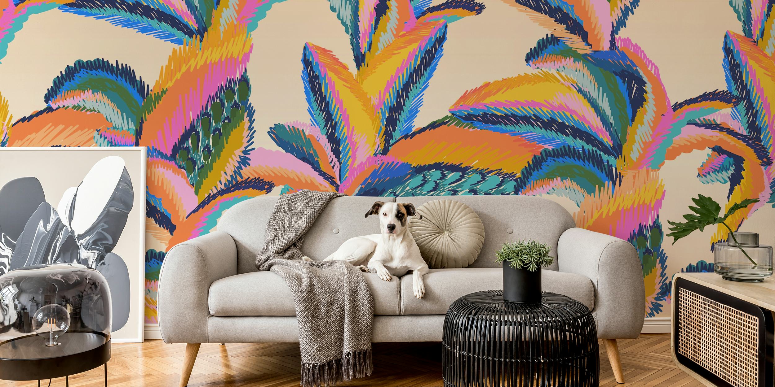 Vibrant Tropical Leaf Print i et rum