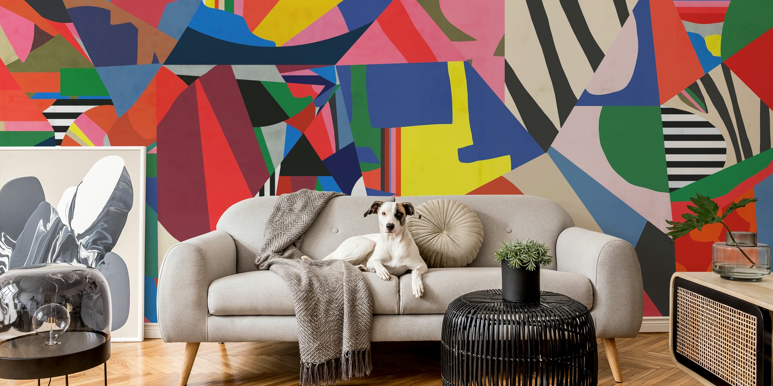 Papier peint Vibrant Geometric Fusion dans une pièce