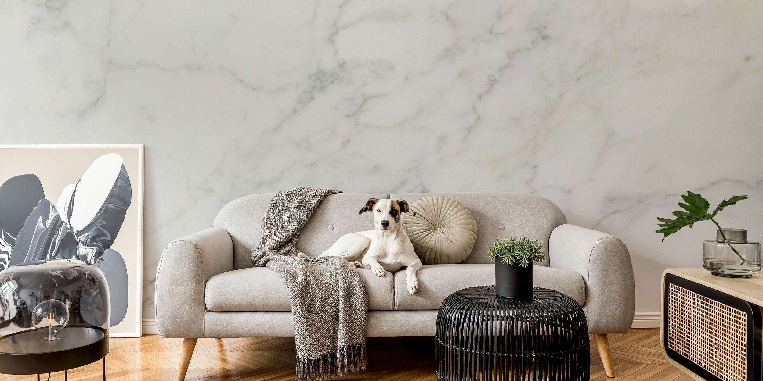 Motif de marbre blanc avec veines grises dans un style élégant wallpaper