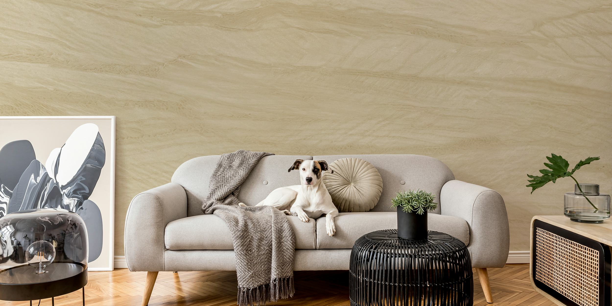 Naturlig granitfliser look wallpaper i et rum