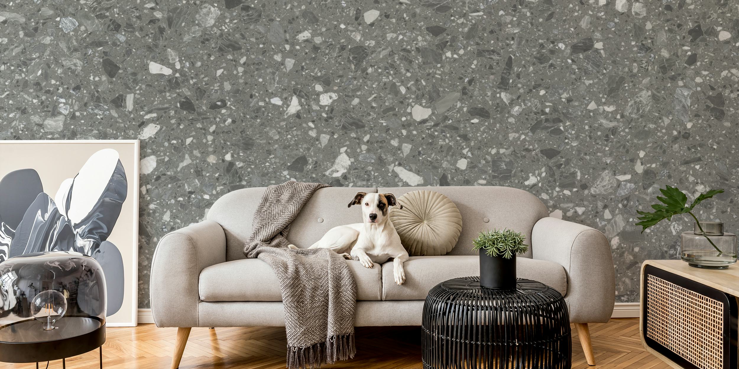 Dark Grey Terrazzo tapete