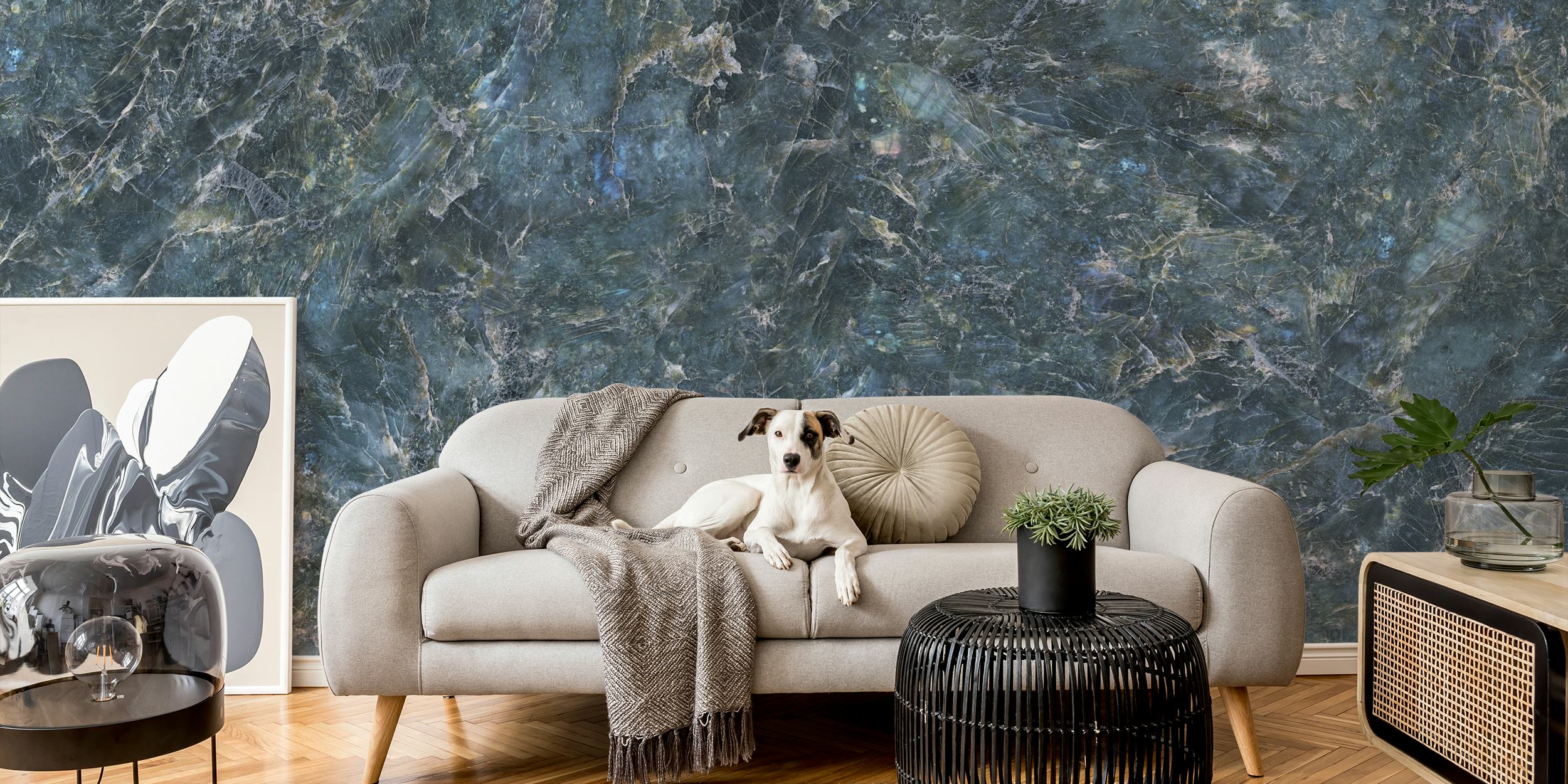 Luxury Blue Stone Texture carta da parati in una stanza