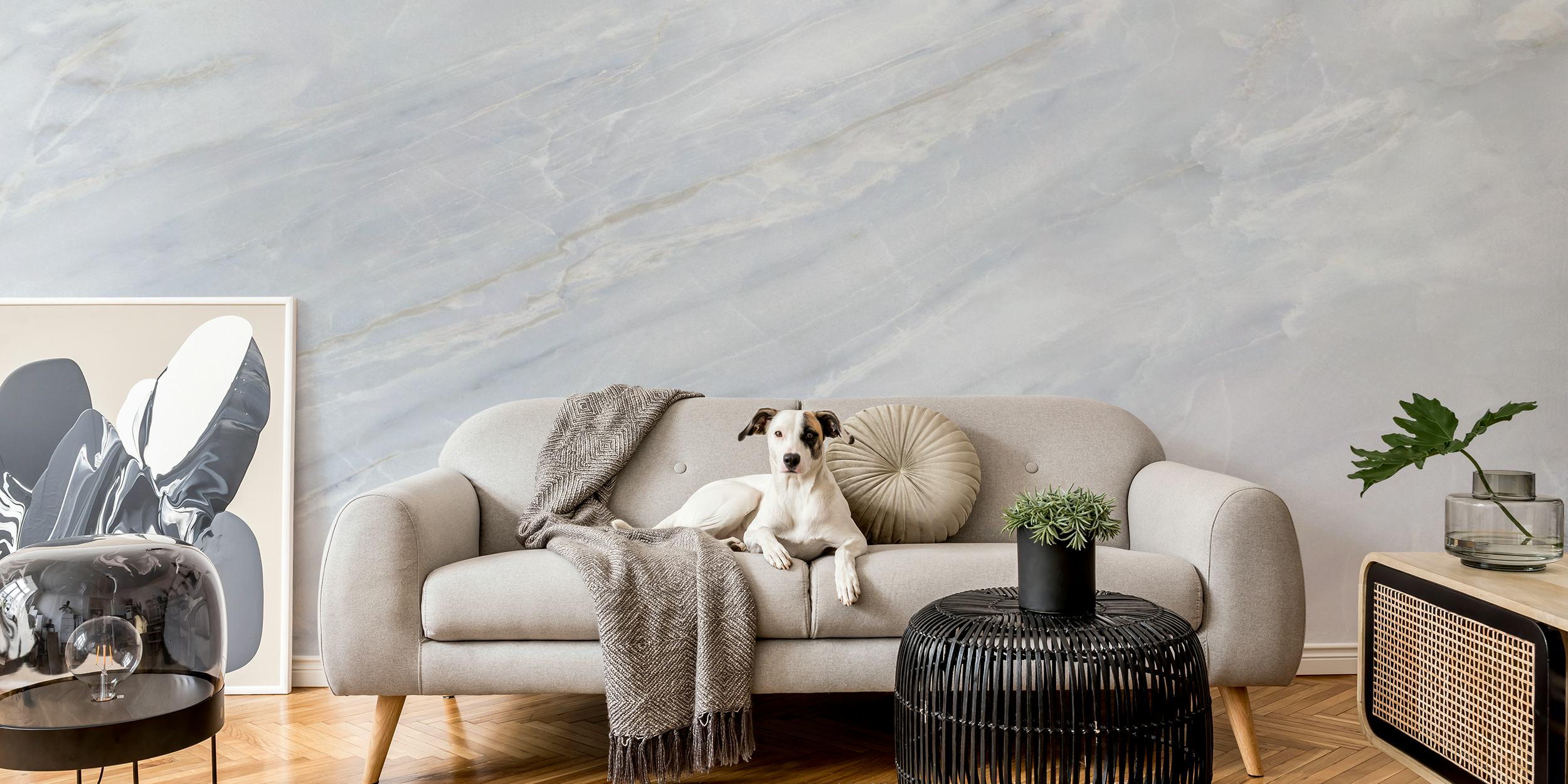 Smooth Marble Ocean wallpaper in a room