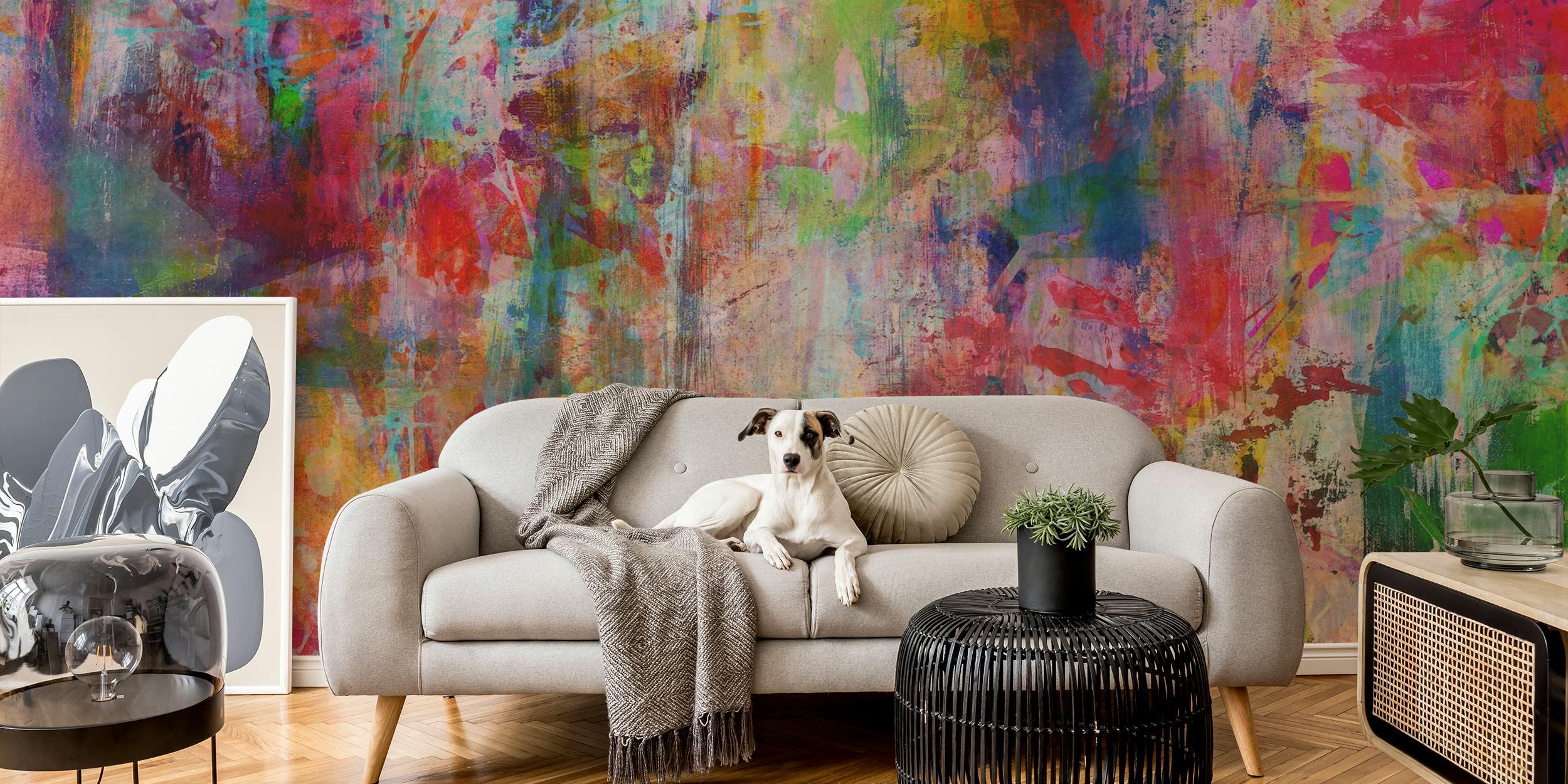 Colorful brush stroke patterns in vibrant hues wallpaper