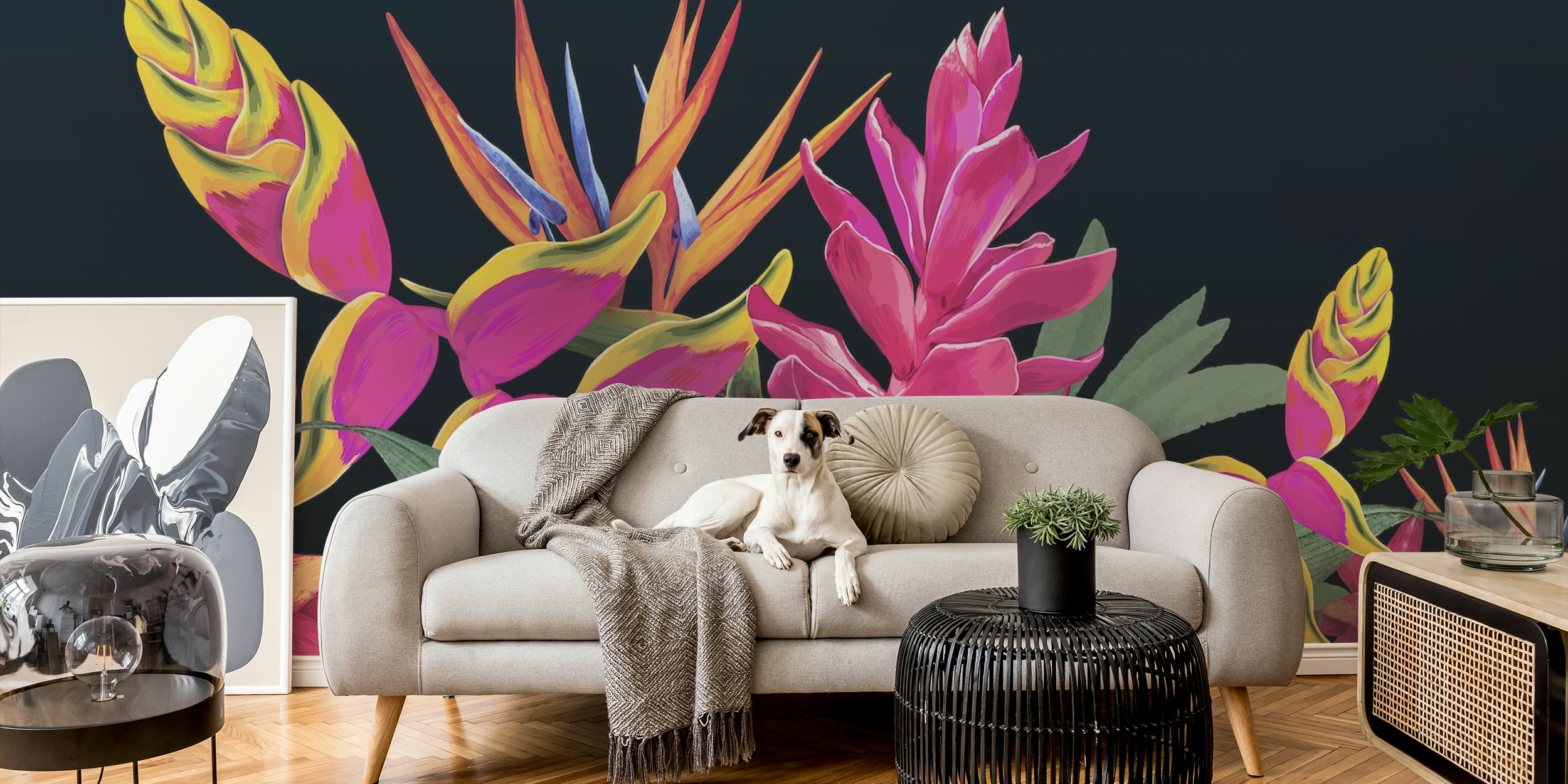 Floral Tropical Blue wallpaper design