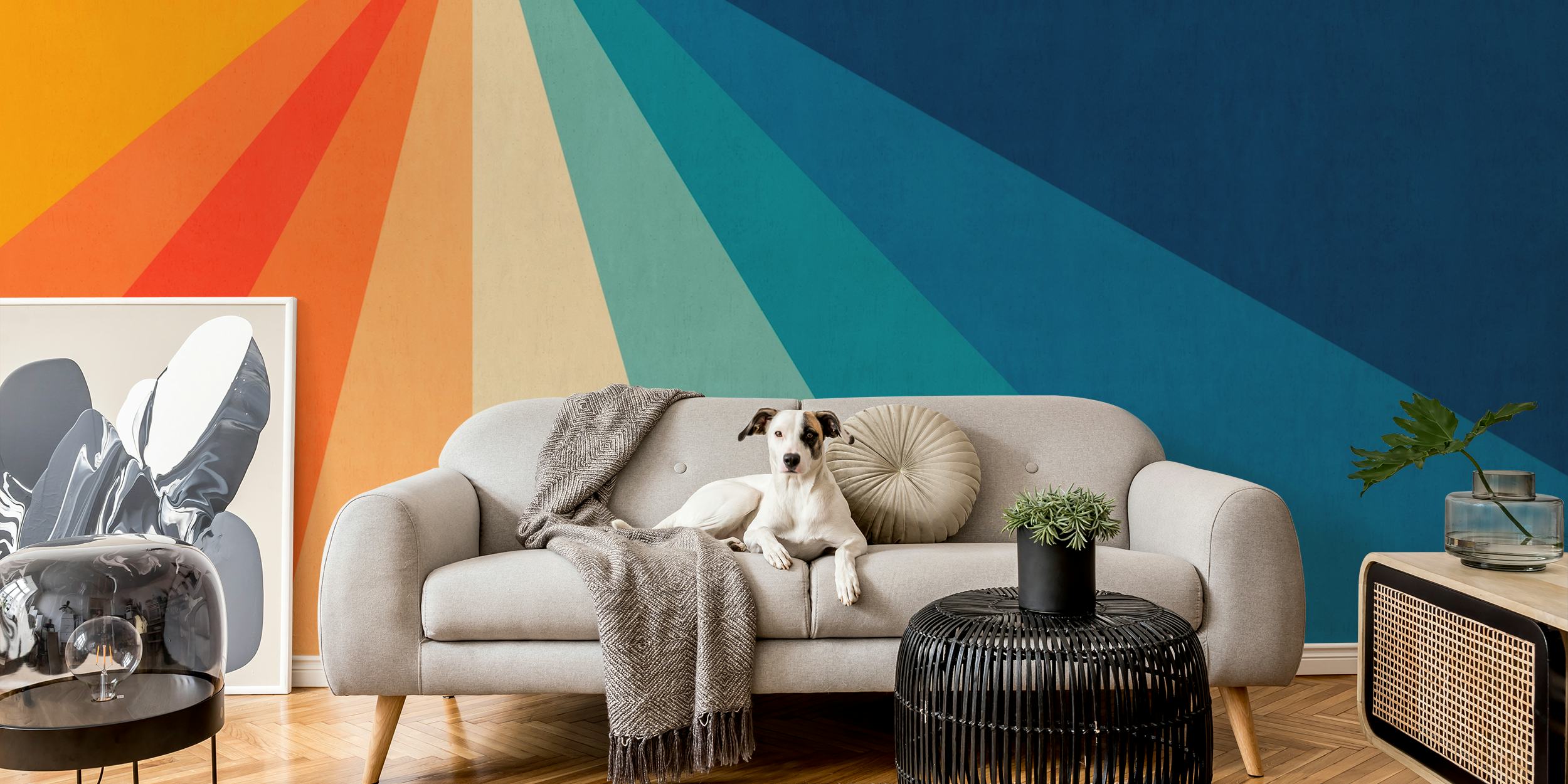 Carta da parati colorata a strisce geometriche di Happywall