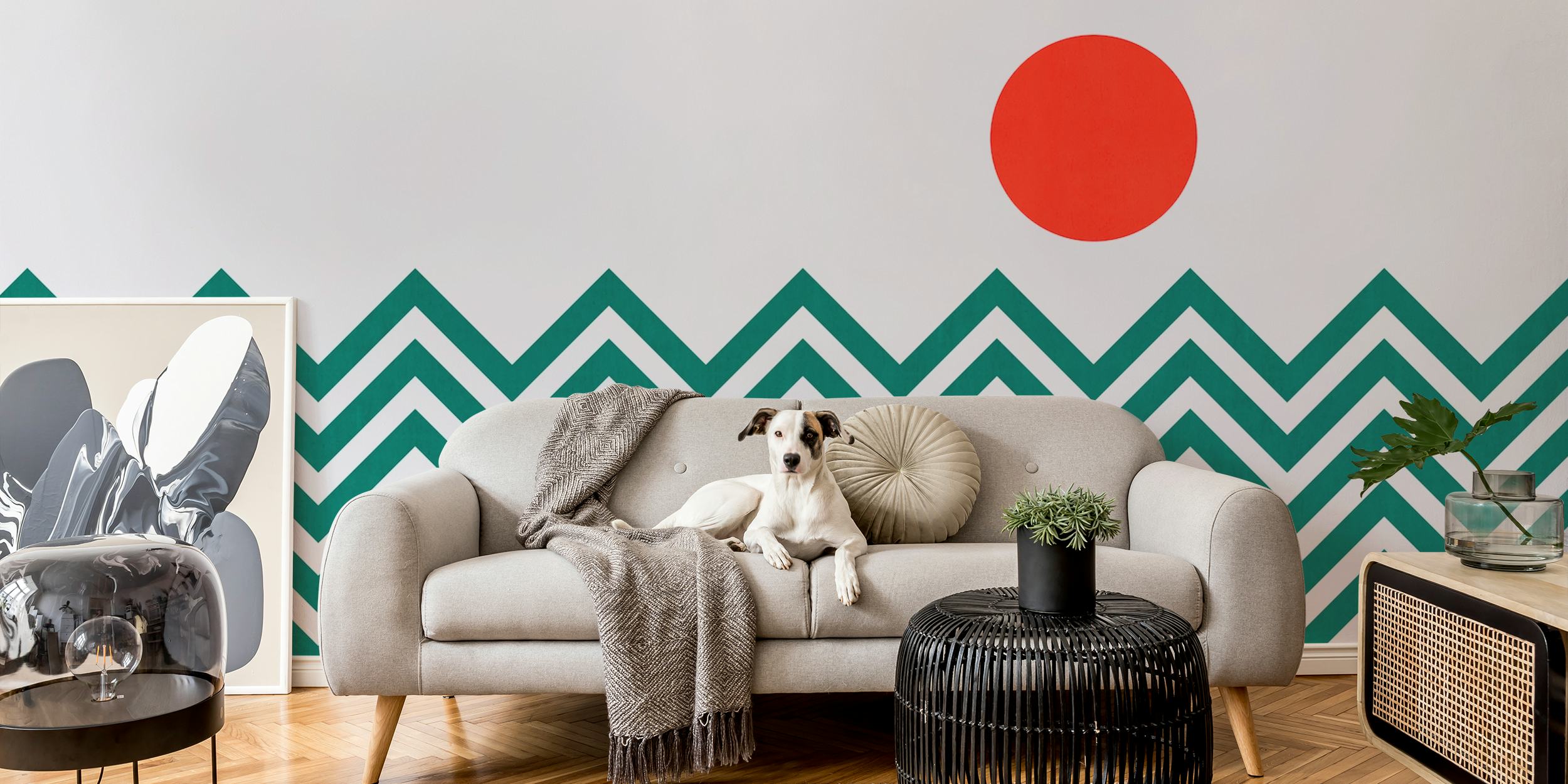 Papel de parede Chevron fashion 04 exibido em uma sala