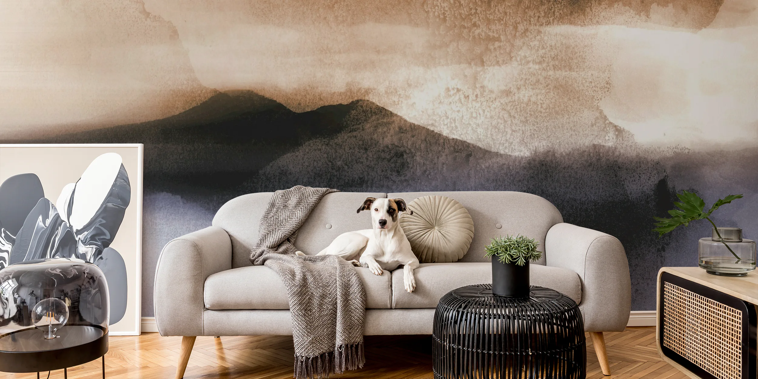 Neutral Japandi Landscape Wallpaper for Sale | Happywall