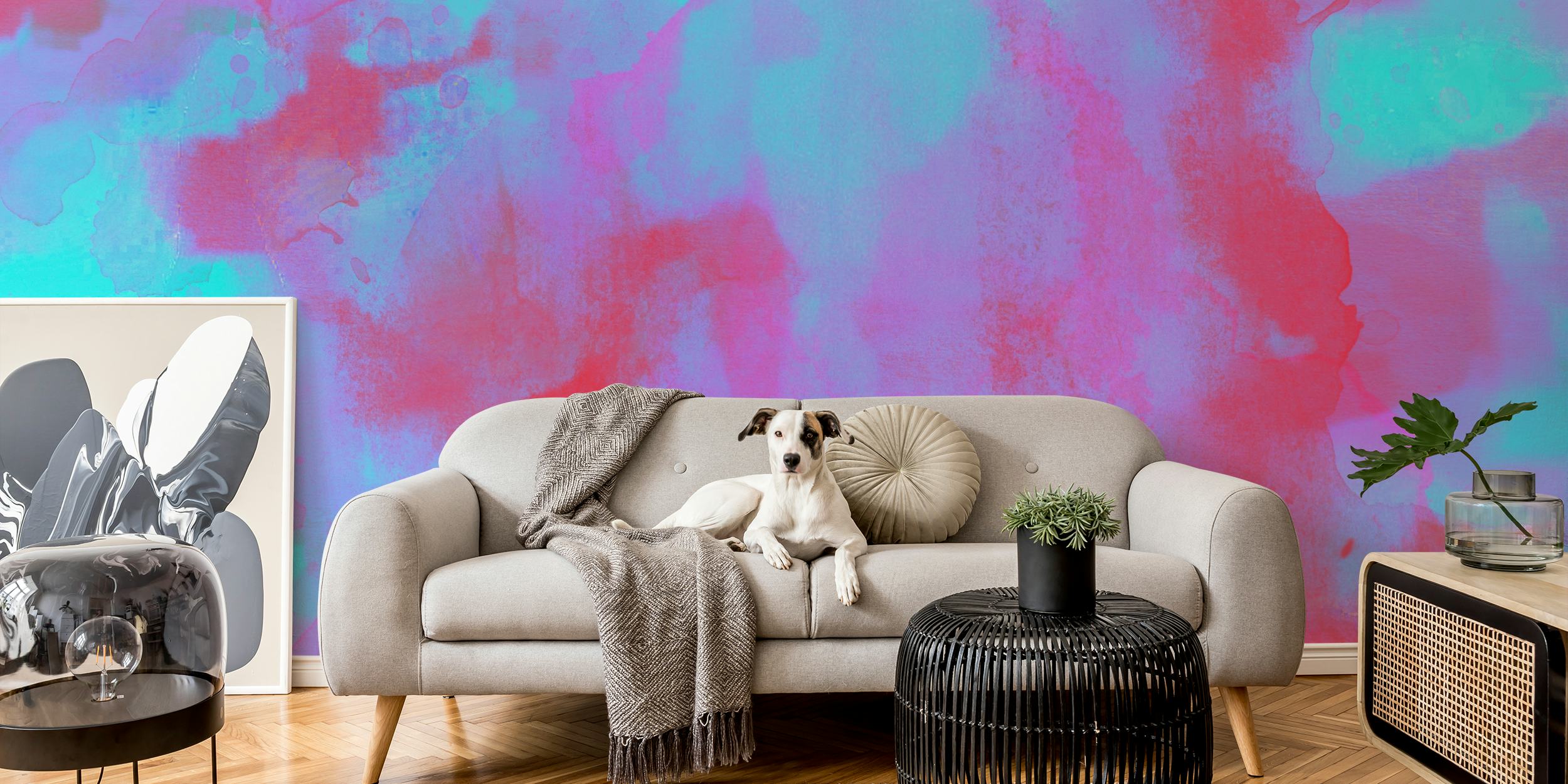Papel de parede Cosmic Coral Cyan em um ambiente