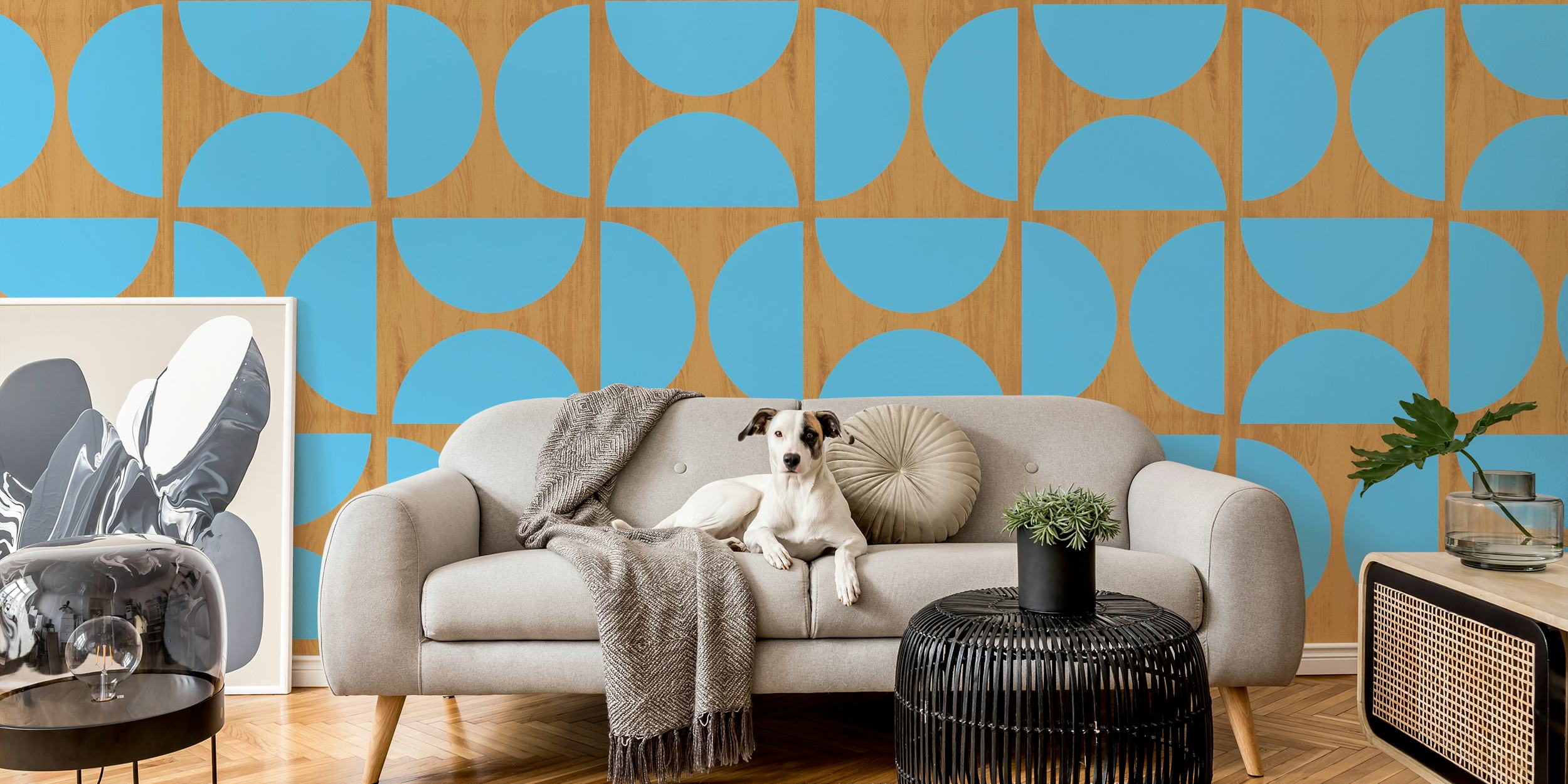 Mid-Century Wood wallpaper in a room