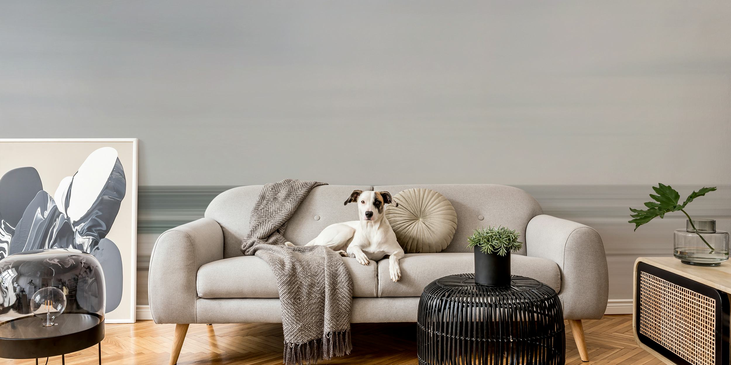 Abstract coastal design with light blue and beige tones wallpaper