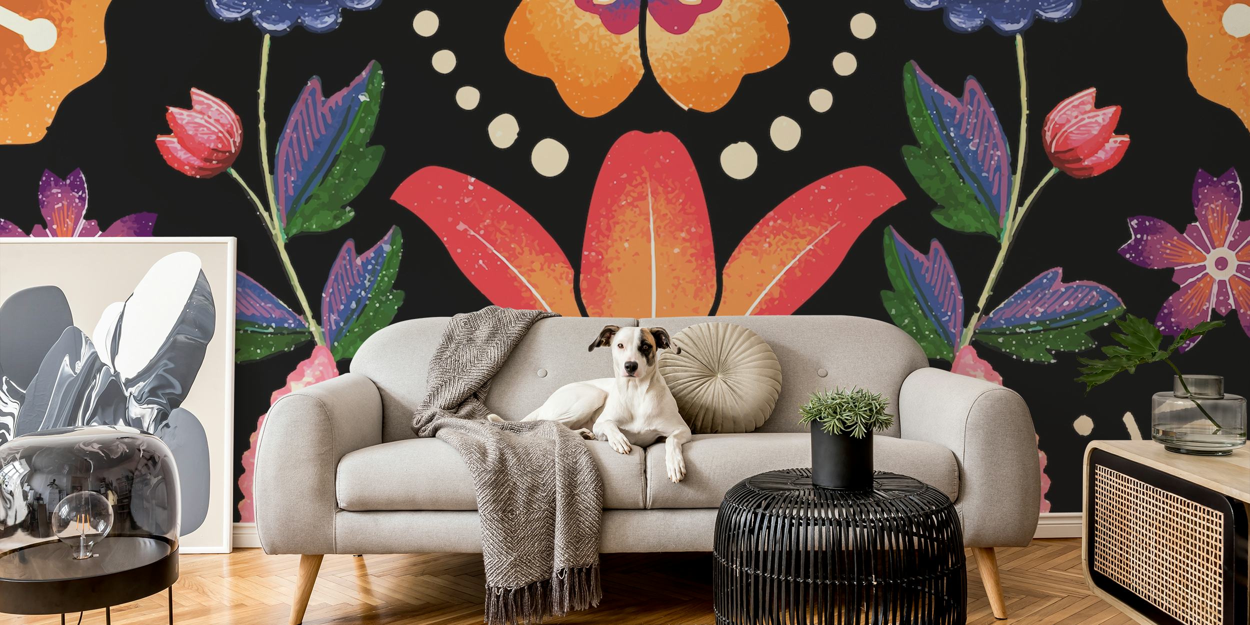 Frida Big Onix wallpaper in a cozy room