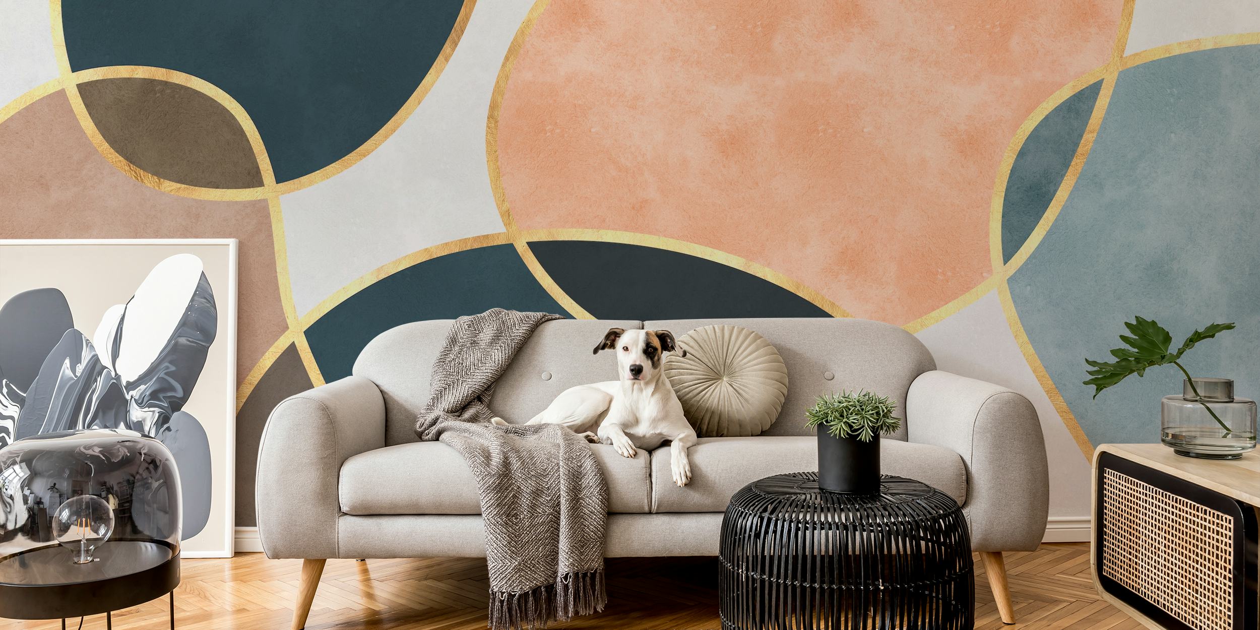 Boho shapes 17 wallpaper in a room