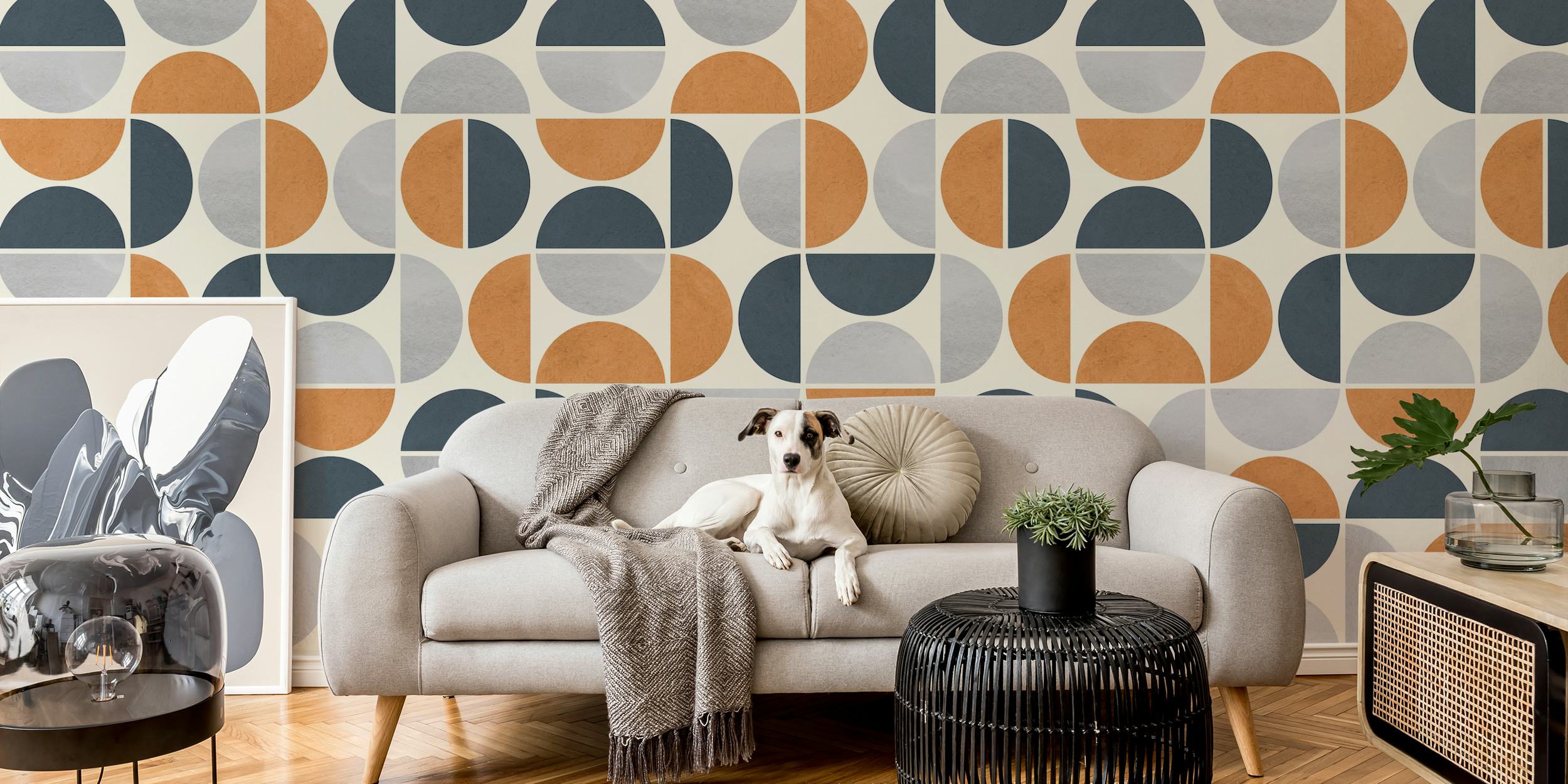 Ταπετσαρία Pattern of circles εμφανιζόμενη σε μια αίθουσα