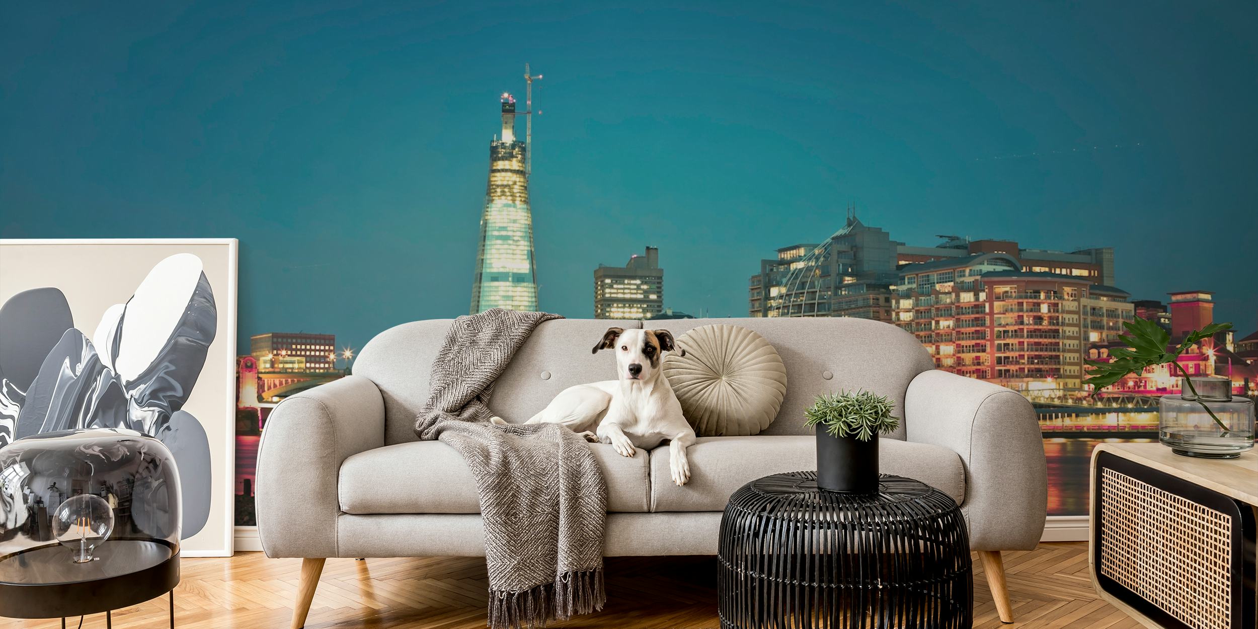 Thames Twilight behang in een kamer