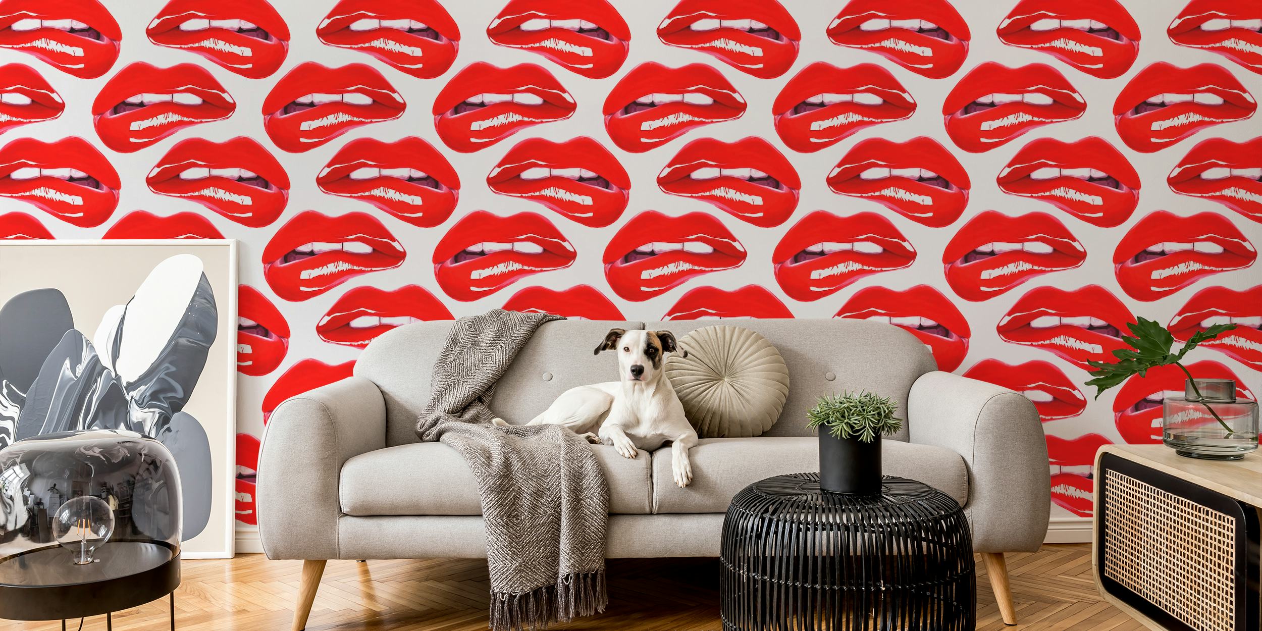 Parete con bold red lips