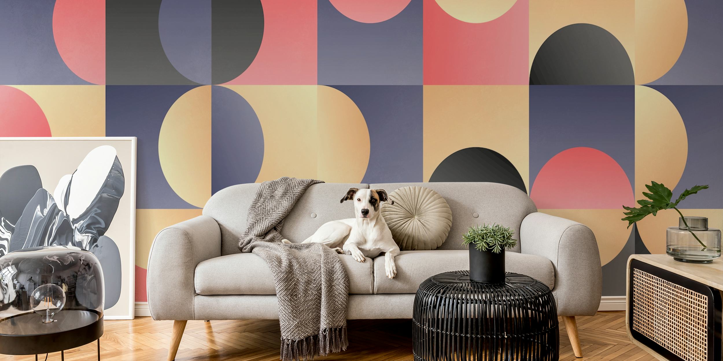Mid Century Bauhaus Retro Tapetti Huoneessa