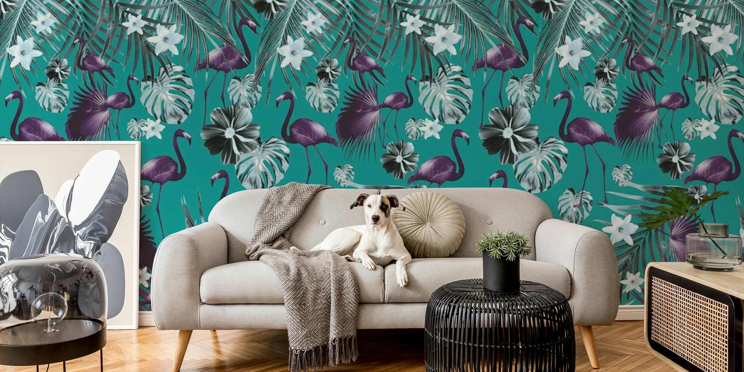 Tropical Flamingo Jungle 6 - Custom wallpaper