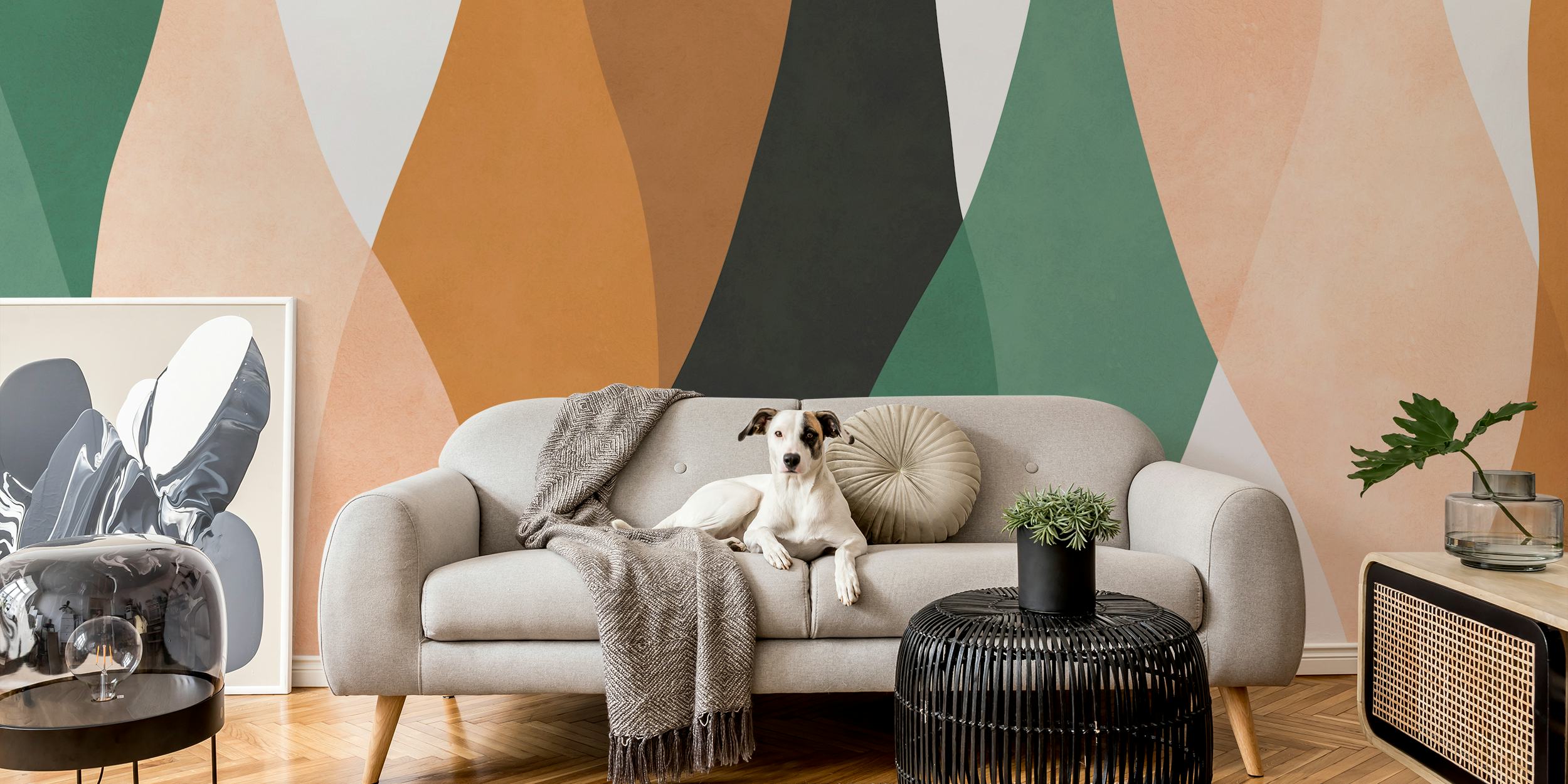 Papel tapiz Geo Chic Elegance en una habitación moderna