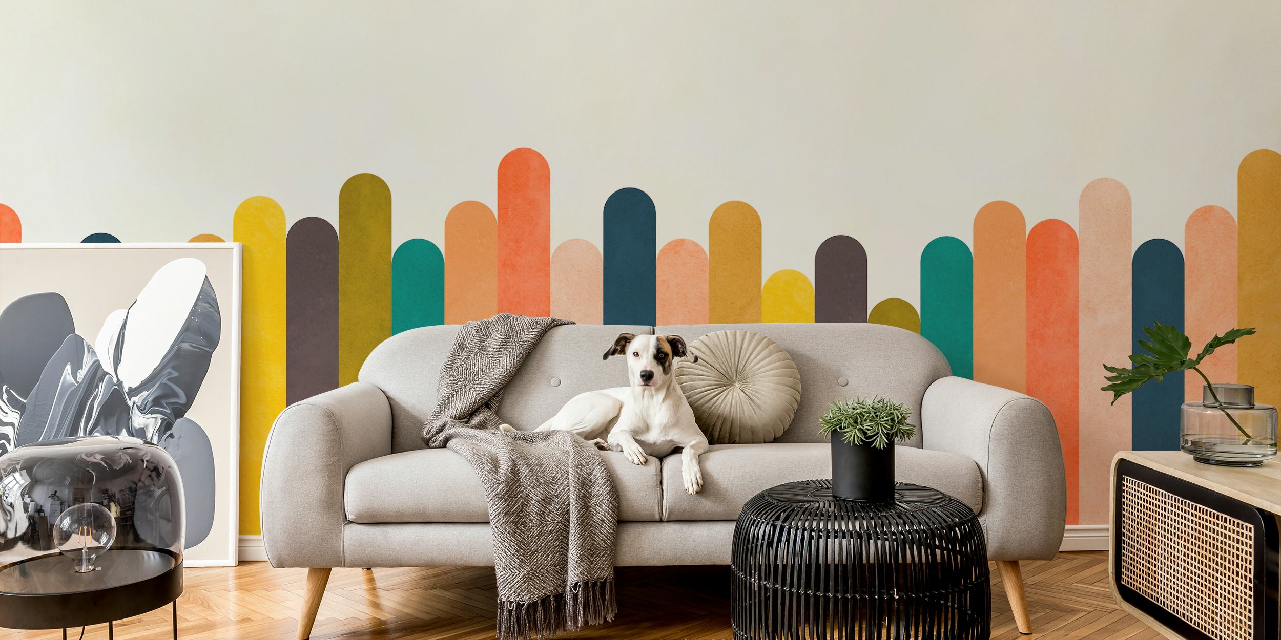 Design tapety Colorful arches w pokoju