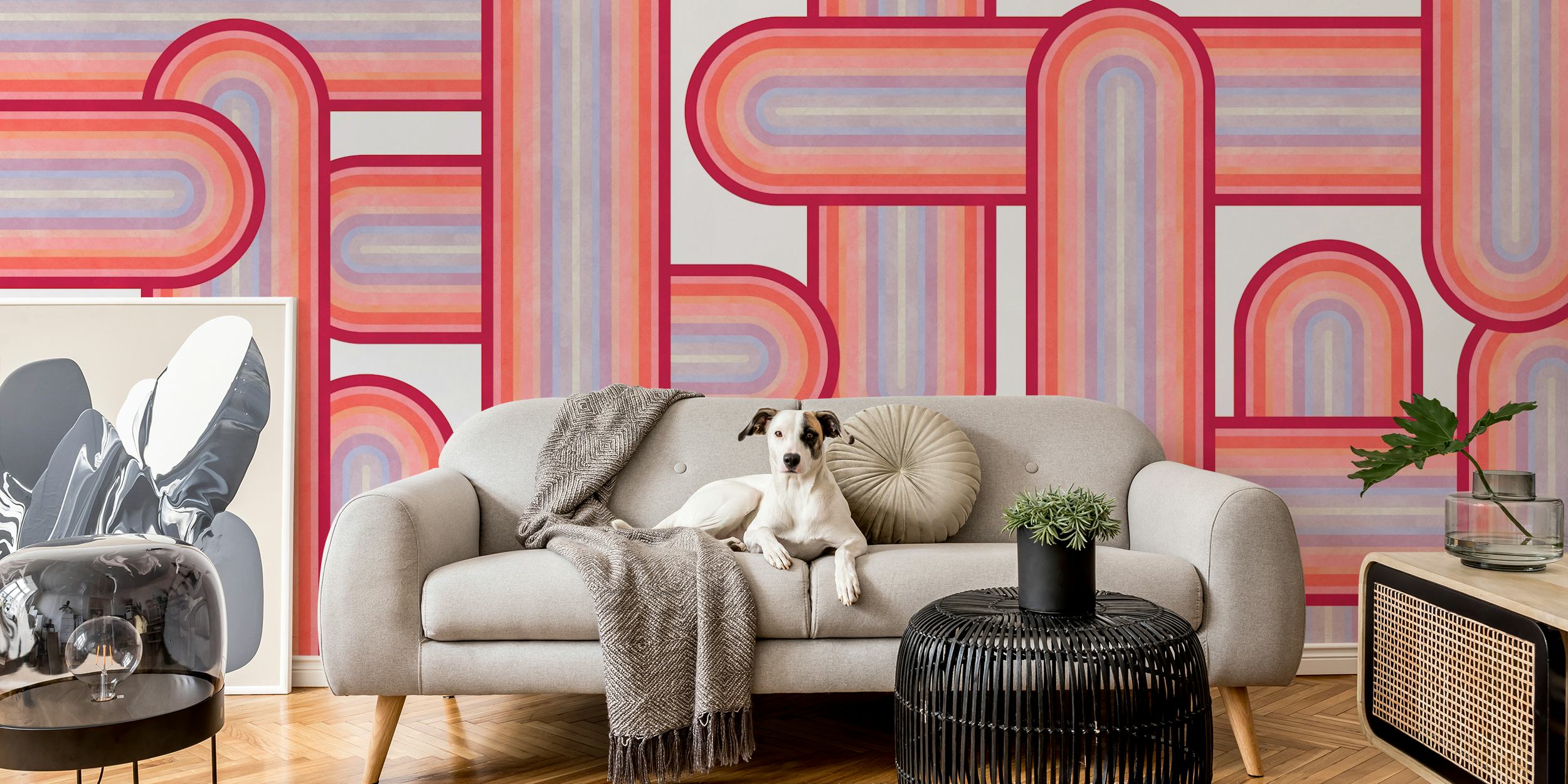 Retro Color Bands wallpaper in a room