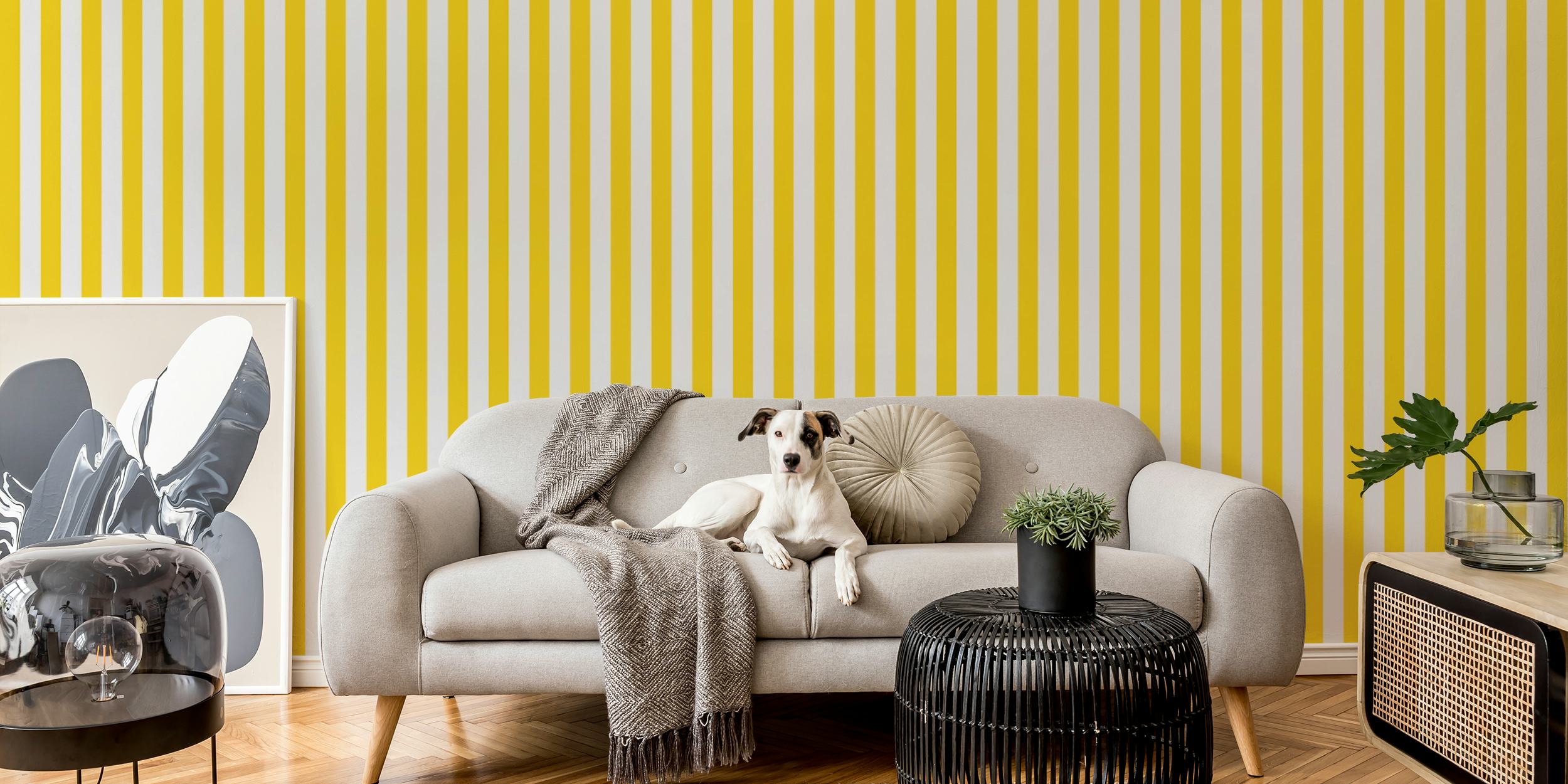 Stripes Scandinavian Yellow tapeta v místnosti