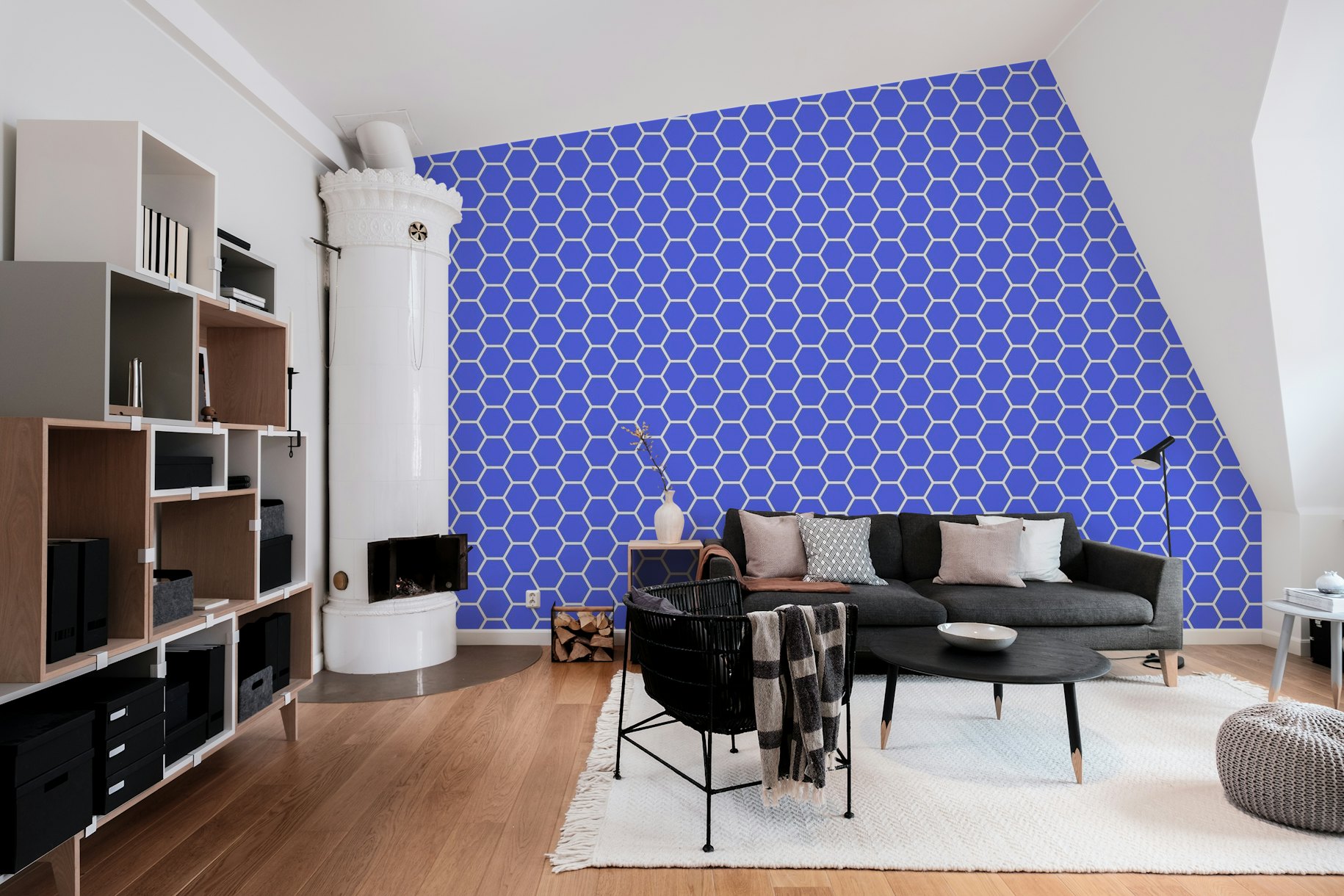 Helles blaues Hexagon-Muster tapete