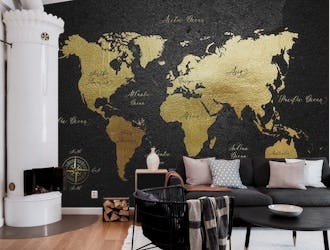 Black and Gold World Map