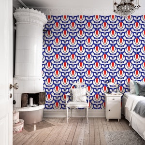 Bold Retro Florals / Blue Red
